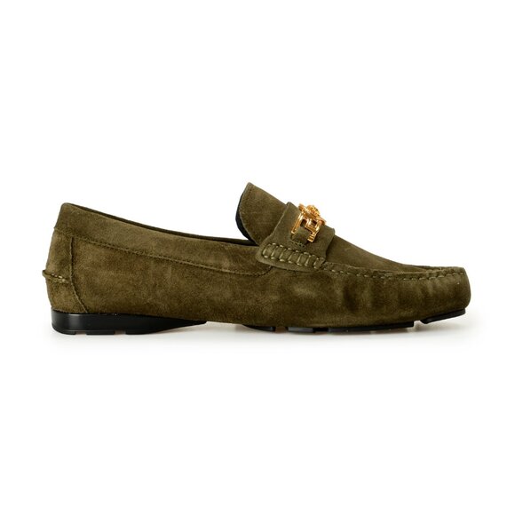 Versace Men\'s 100% Suede Leather Gold Medusa Driver Loafers Shoes US 9 IT 42 main image 6
